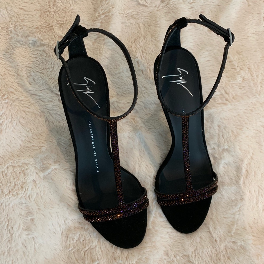 Giuseppe Zanotti Crystal T-Strap Sandal Size 38